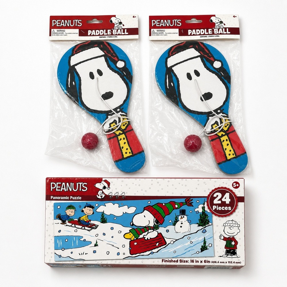 Peanuts Snoopy Activity Set Kids OS Multi Brand New Christmas Puzzle Paddle Ball